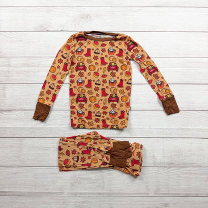 Kiki + Lulu Fall Harvest Pumpkin Spice Pajamas Set Bamboo 4T