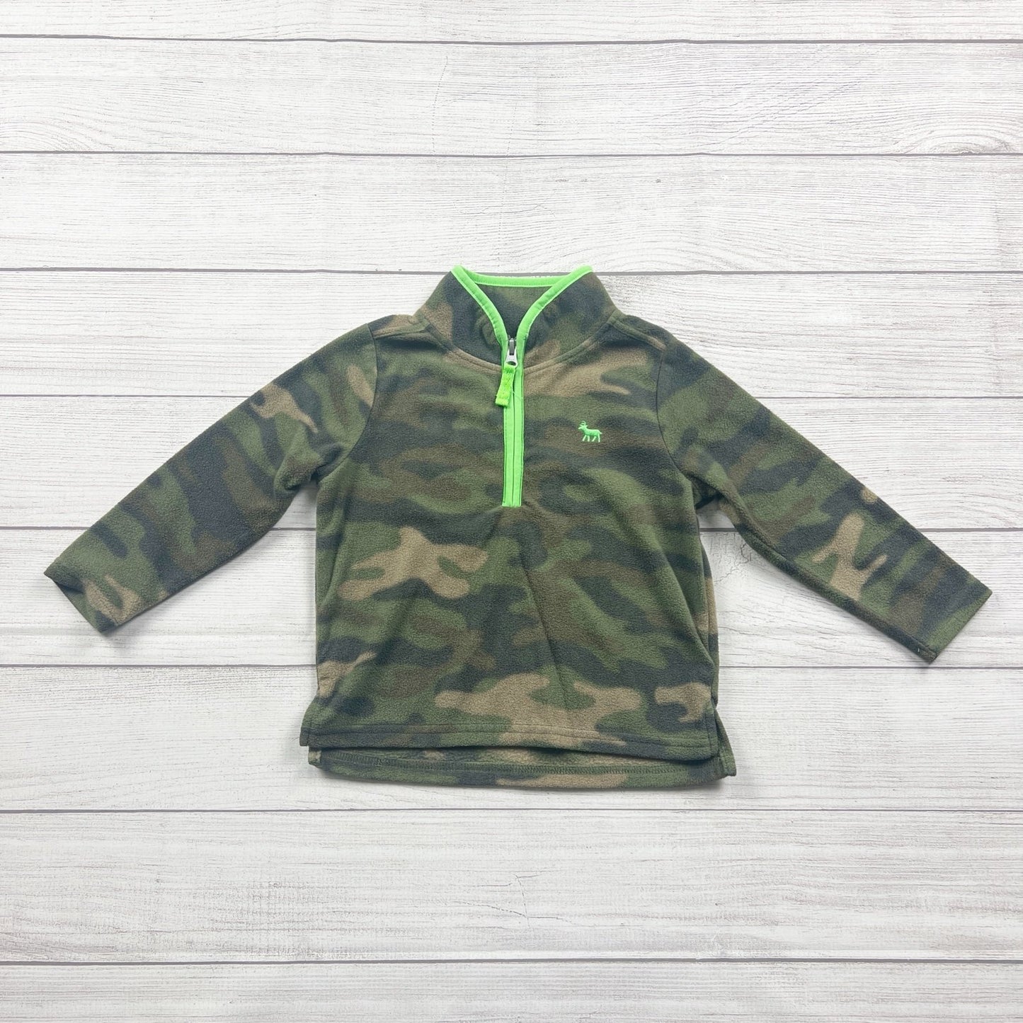 Carter’s Fleece Pullover Toddler Boys Camo Quarter Zip Jacket Sweatshirt 3T