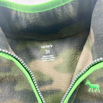 Carter’s Fleece Pullover Toddler Boys Camo Quarter Zip Jacket Sweatshirt 3T