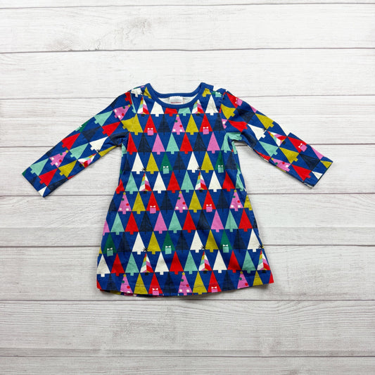 Hanna Andersson Girls Geometric Holiday Tree Print Colorful Dress 2T