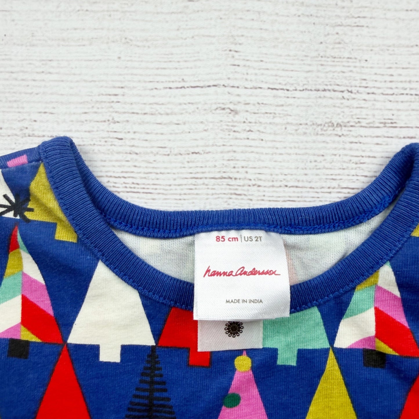 Hanna Andersson Girls Geometric Holiday Tree Print Colorful Dress 2T