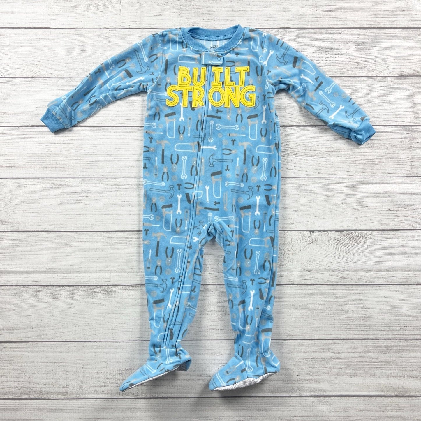 Carter’s Toddler Footed Pajamas Fleece Built Strong Tools Print 2T