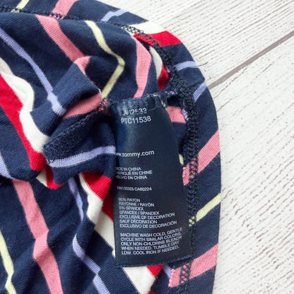 Tommy Hilfiger Girls Striped Dress Navy Pink Red 3/4 Sleeve Fit Flare 6X
