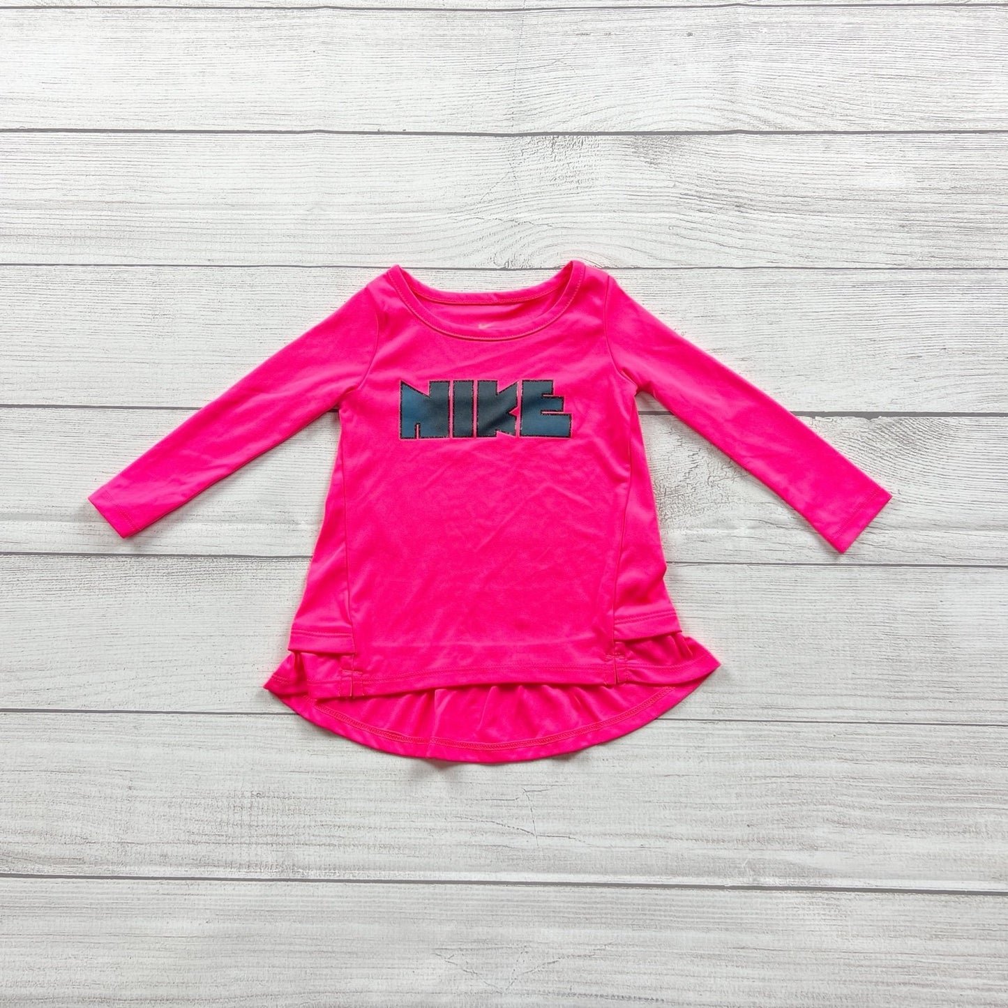 Nike Dri-Fit Pink Long Sleeve Ruffle Hem Tunic Lightweight 9-12 Months