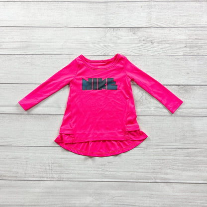 Nike Dri-Fit Pink Long Sleeve Ruffle Hem Tunic Lightweight 9-12 Months