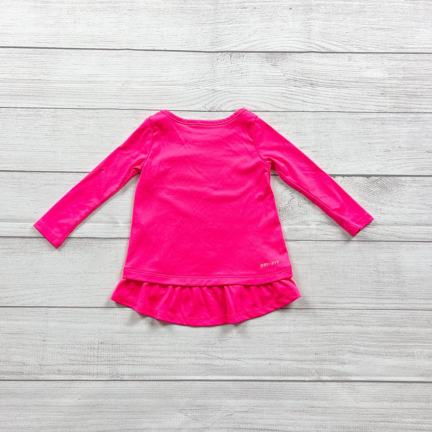 Nike Dri-Fit Pink Long Sleeve Ruffle Hem Tunic Lightweight 9-12 Months