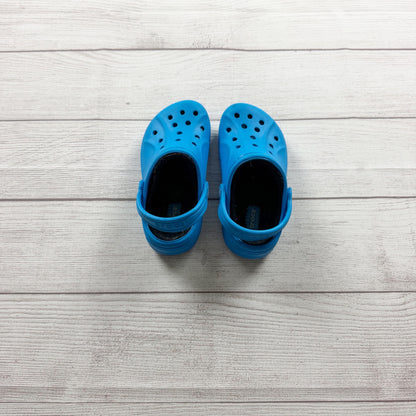 Crocs Kids Classic Clog Blue Slip On Shoes Cozy Fleece Lining US Kids 10 11