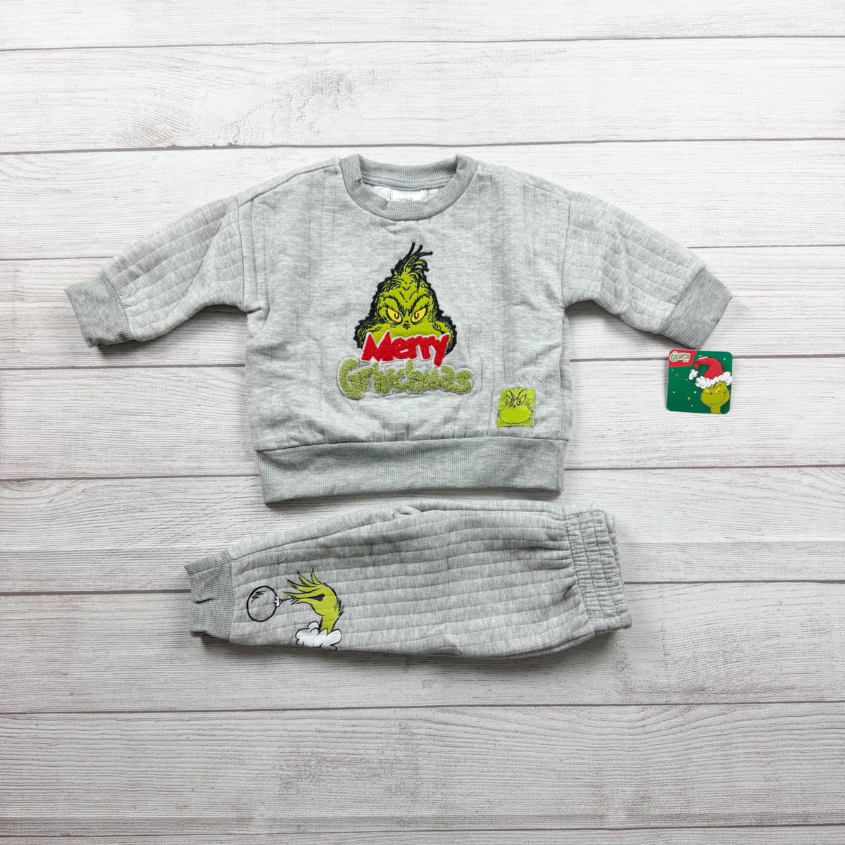 Dr. Seuss The Grinch Baby Holiday Crewneck Sweatsuit Outfit NWT 9-12 Months