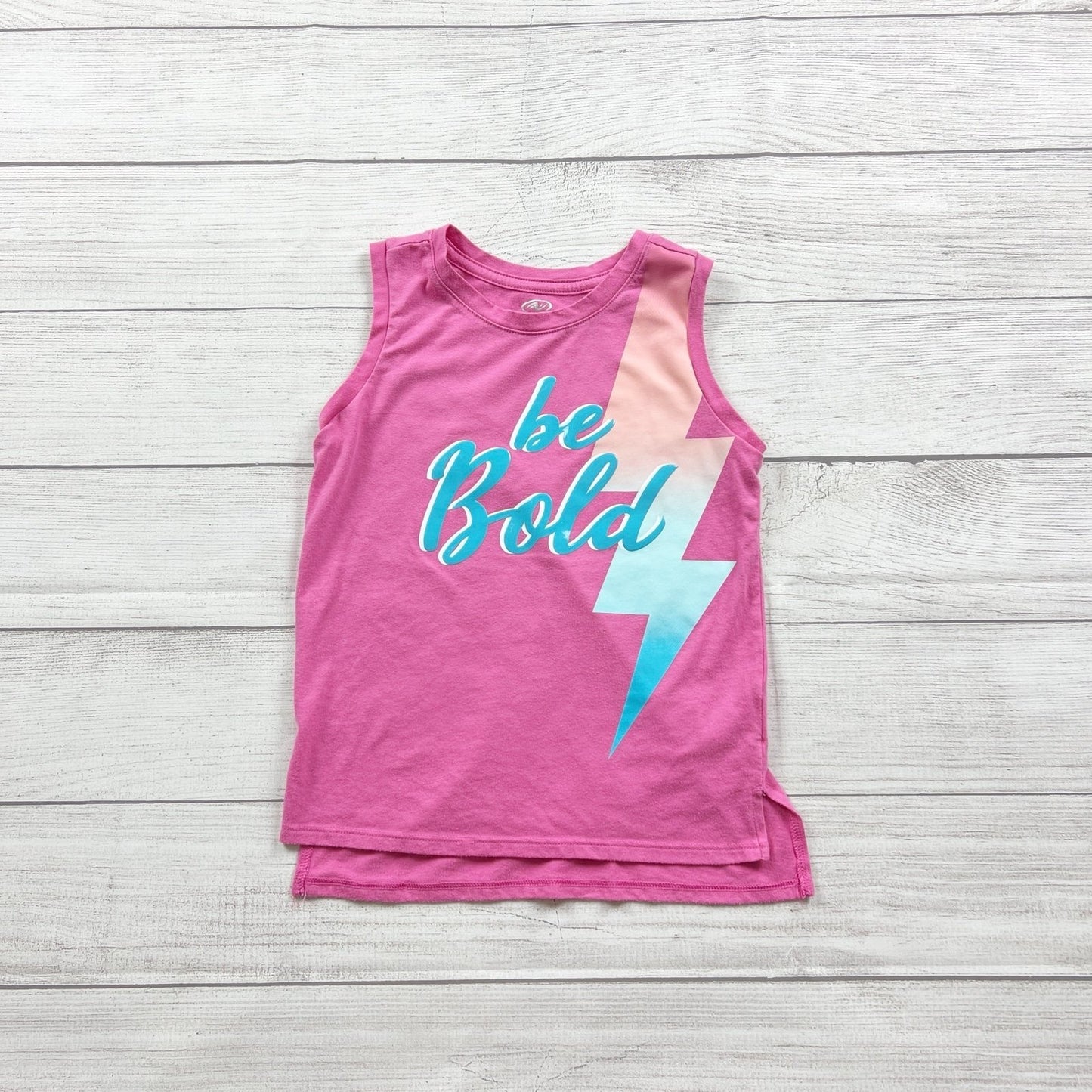 Athletic Works Girls Pink Sleeveless Tank Top "Be Bold" Lightning Graphic 6-6X