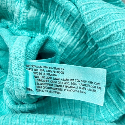 Cat & Jack Girls Teal Ribbed Tank Romper Elastic Waist Pockets NWT S 6-7
