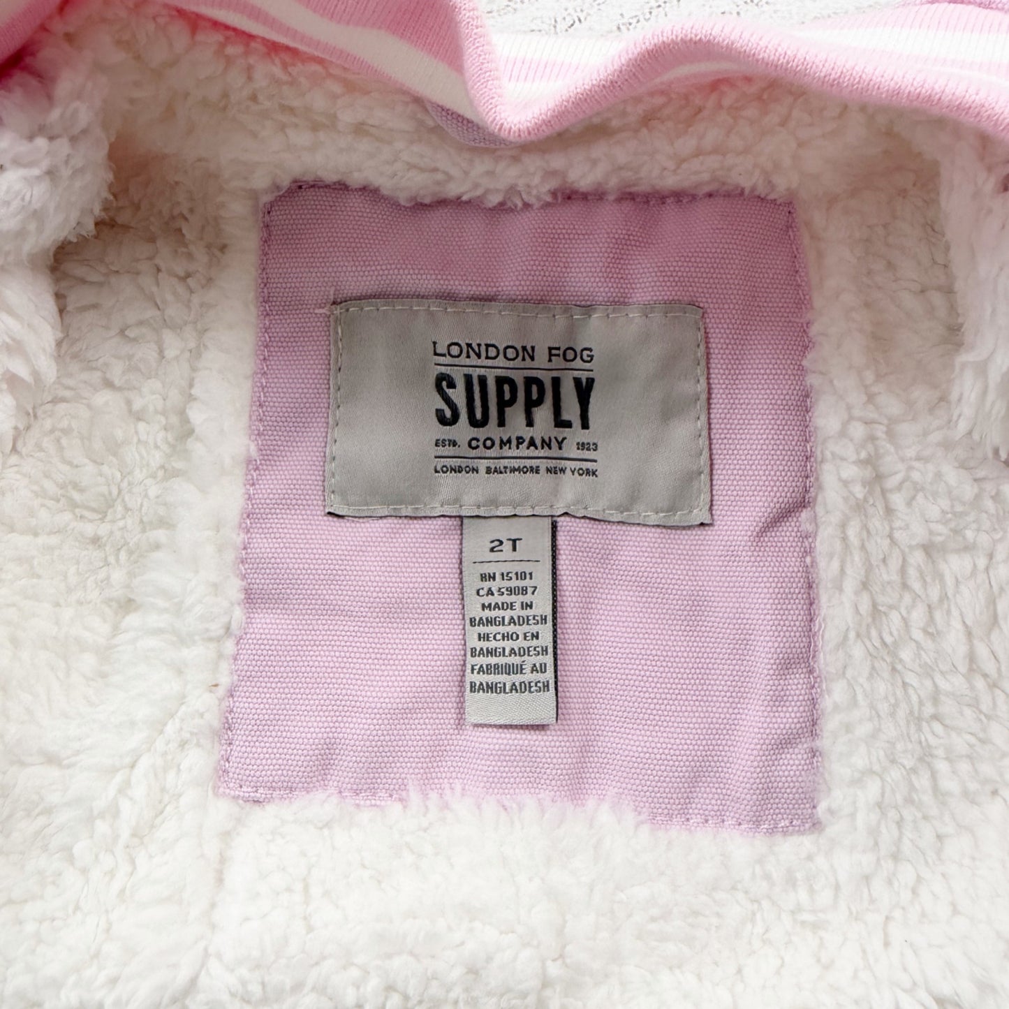 London Fog Toddler Girls Varsity Jacket Pink Sherpa Lined Bomber Zip Up 2T