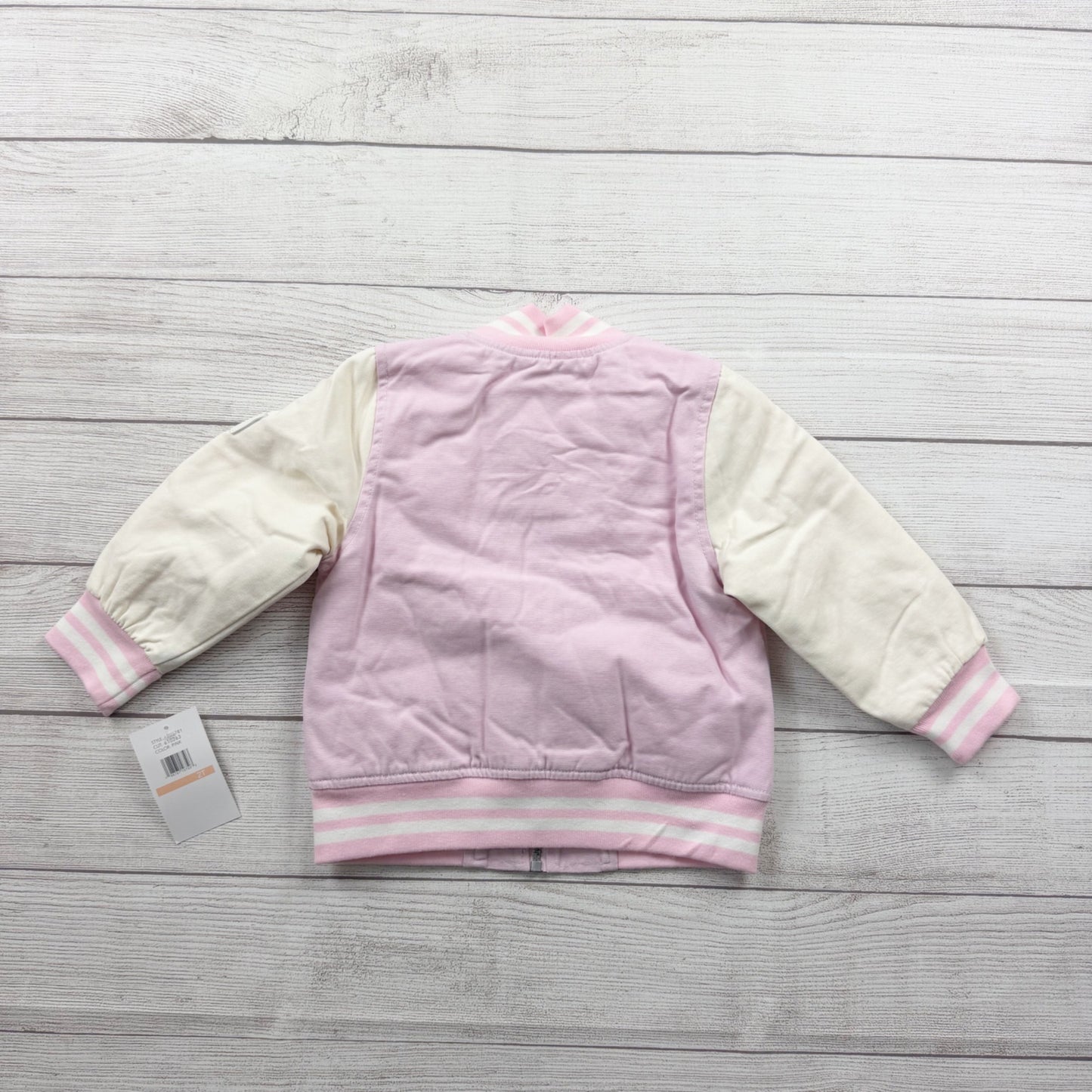 London Fog Toddler Girls Varsity Jacket Pink Sherpa Lined Bomber Zip Up 2T