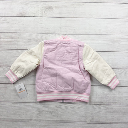 London Fog Toddler Girls Varsity Jacket Pink Sherpa Lined Bomber Zip Up 2T