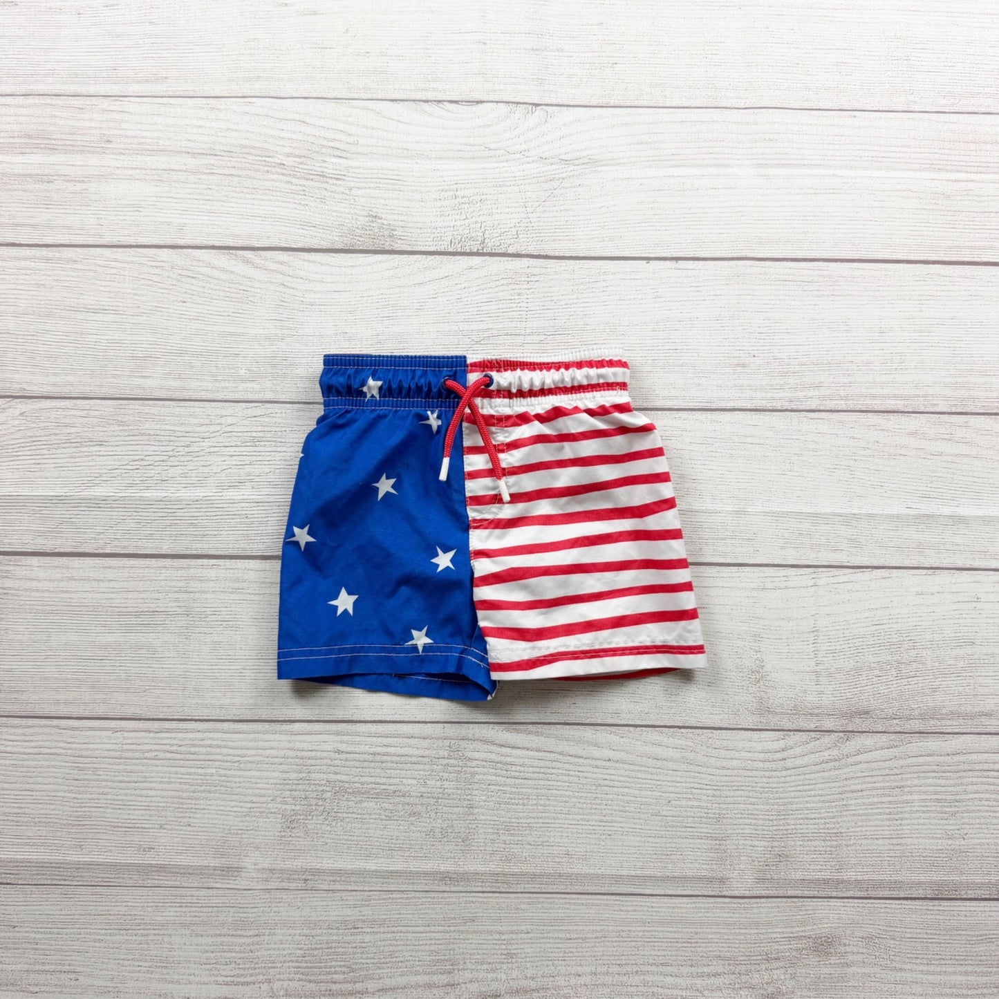Cat & Jack Toddler Swim Trunks American Flag Print Mesh Lining 12-18 Months