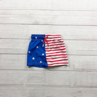 Cat & Jack Toddler Swim Trunks American Flag Print Mesh Lining 12-18 Months
