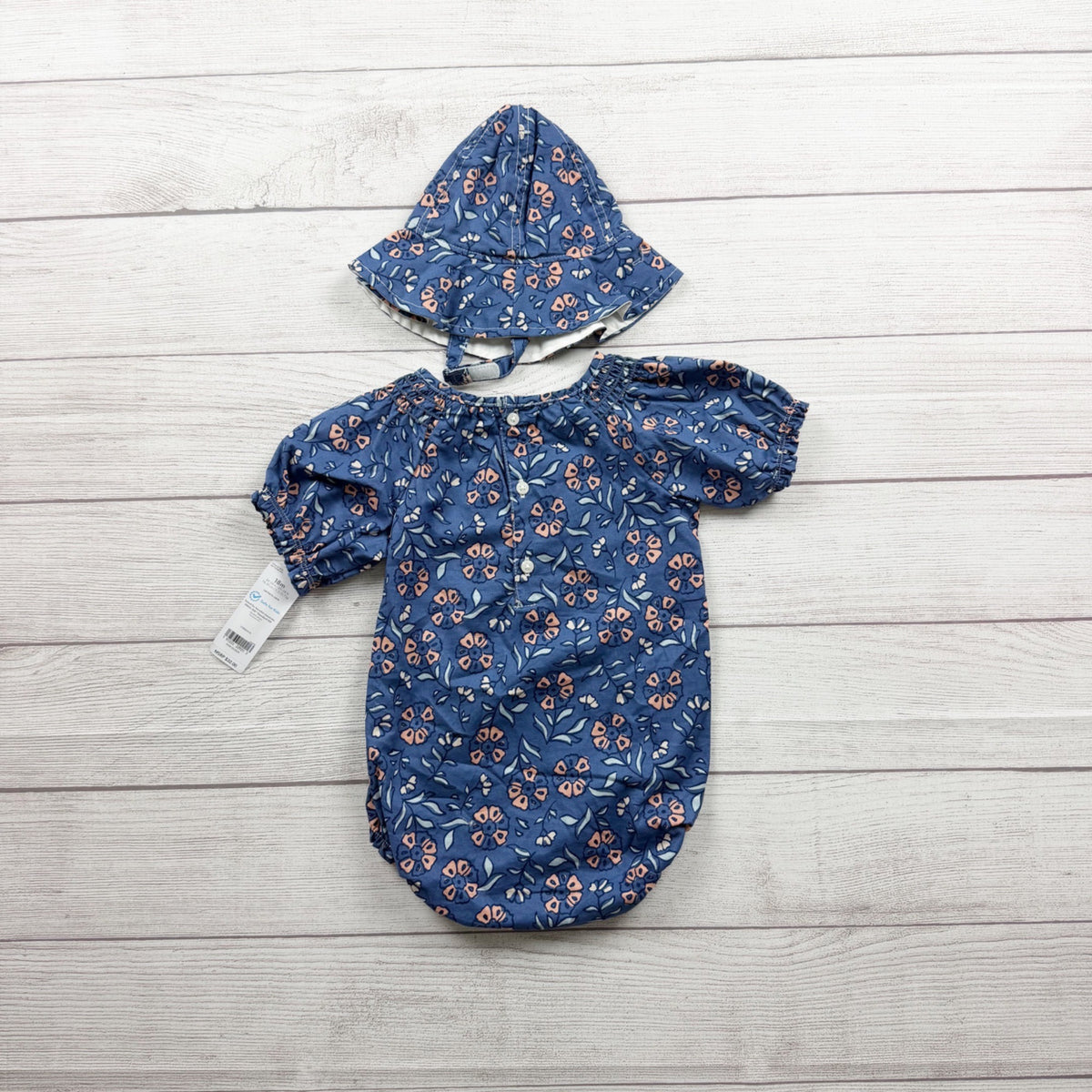 Carter's Girl Floral Bubble Romper Hat Set Lightweight Outfit NWT 12-18 Months