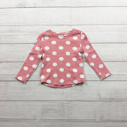 Old Navy Pink White Polka Dot Long Sleeve Shirt Toddler Girls 3T