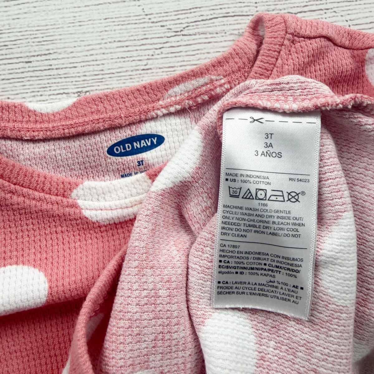 Old Navy Pink White Polka Dot Long Sleeve Shirt Toddler Girls 3T