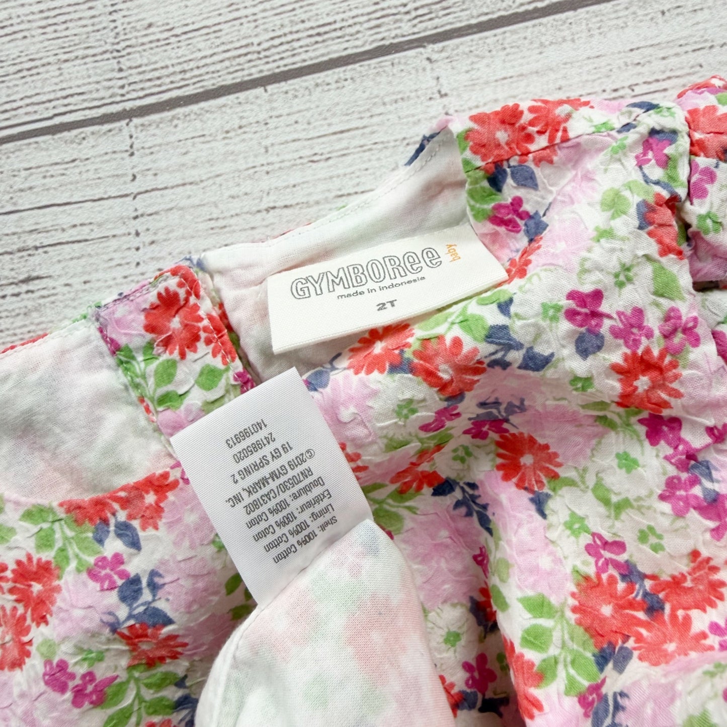 Gymboree Toddler Girls Floral Romper Pink Red Green Ruffle Trim 2T