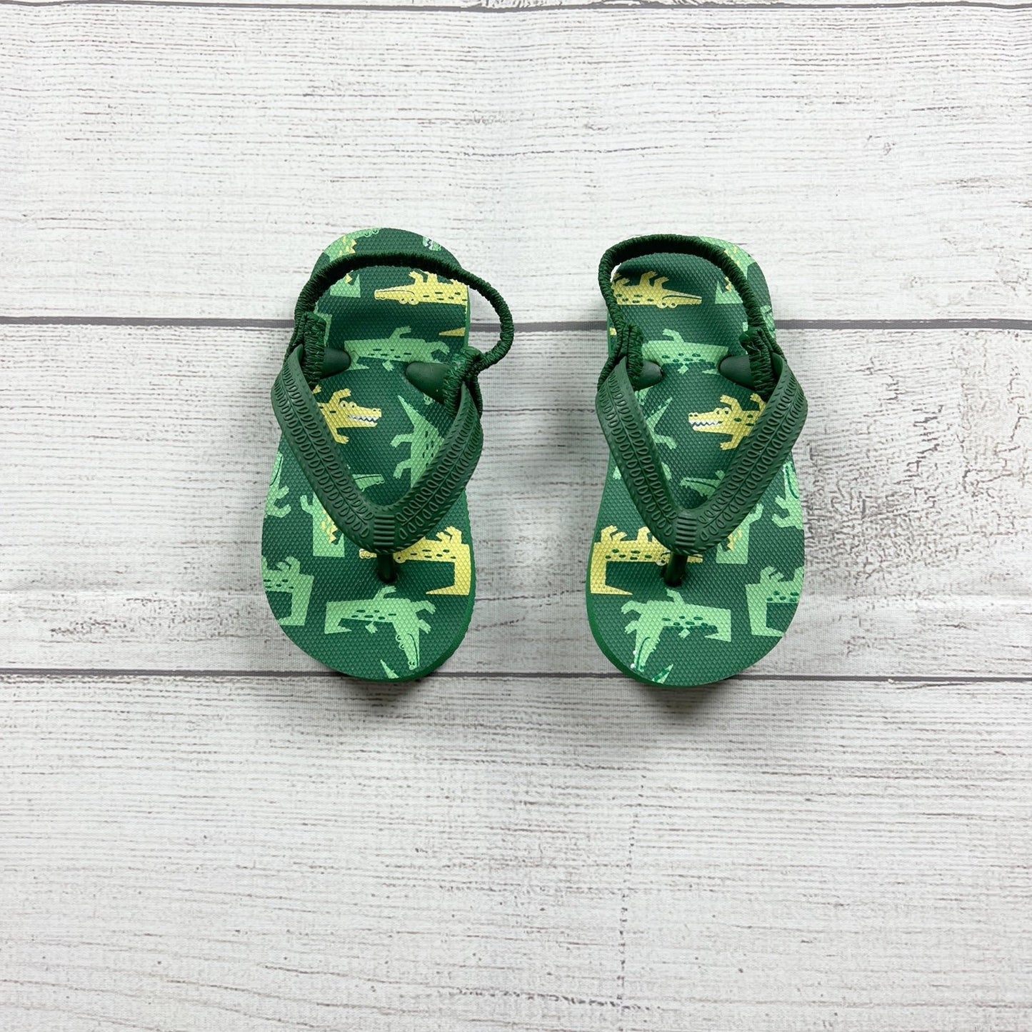 Cat & Jack Toddler Flip Flops Alligator Crocodile Print Sandals Summer 5-6