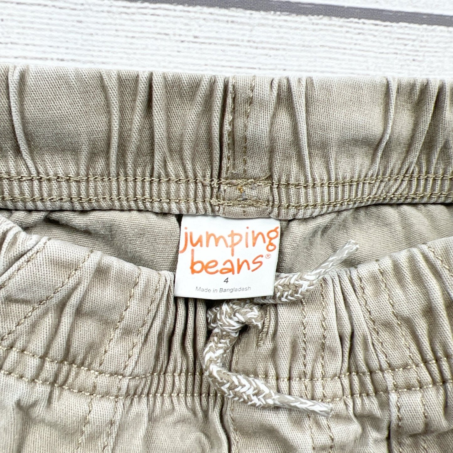 Jumping Beans Khaki Boys Cargo Shorts Elastic Waist Drawstring 4