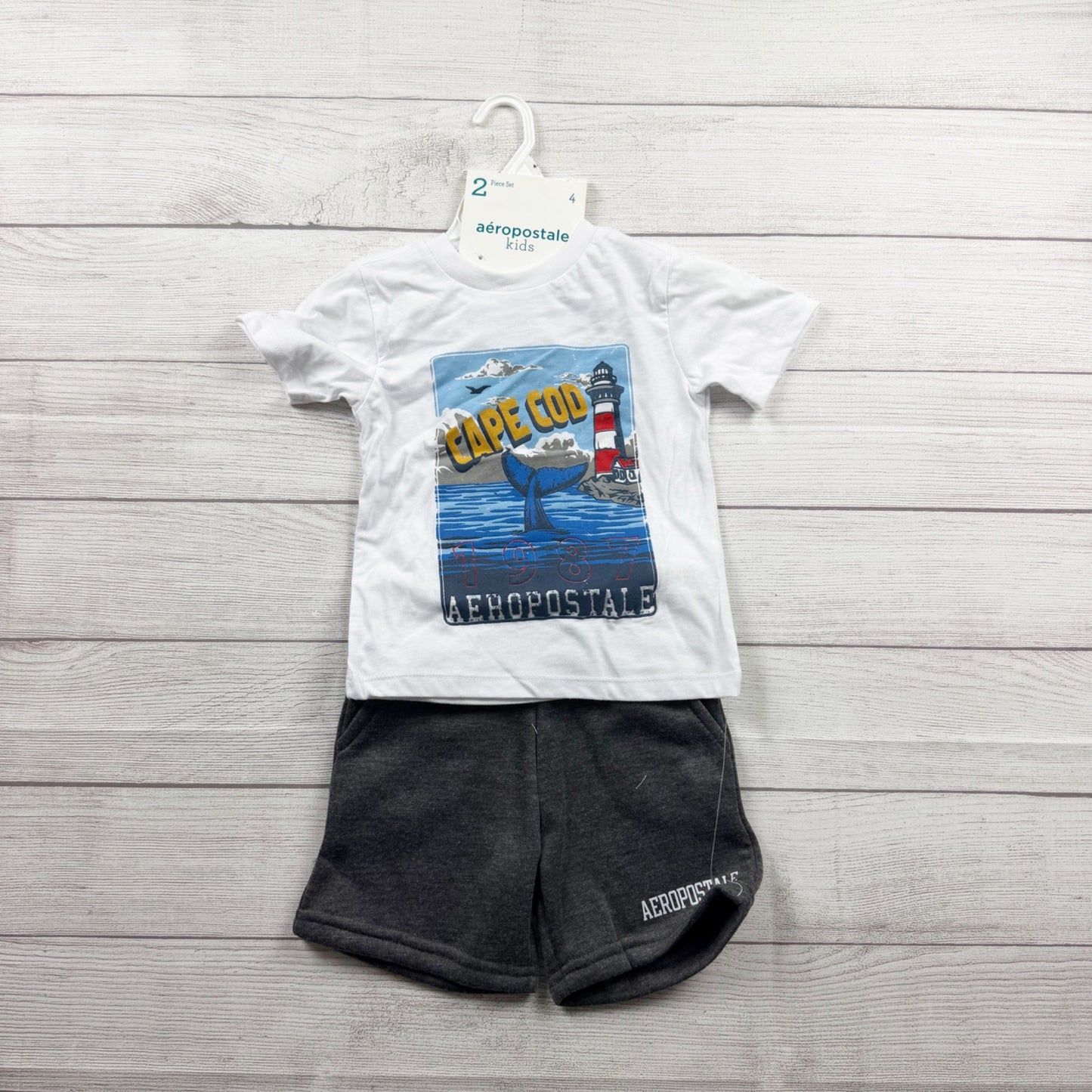 Aeropostale Kids Boys 2-Piece Outfit Set Cape Cod Graphic Tee + Shorts NWT 4