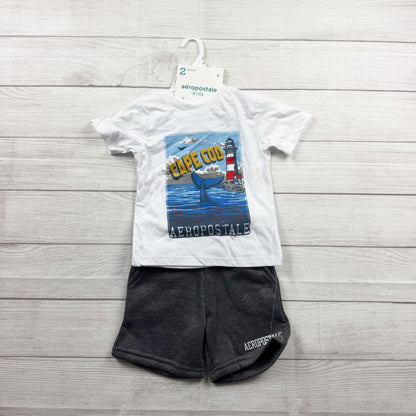 Aeropostale Kids Boys 2-Piece Outfit Set Cape Cod Graphic Tee + Shorts NWT 4