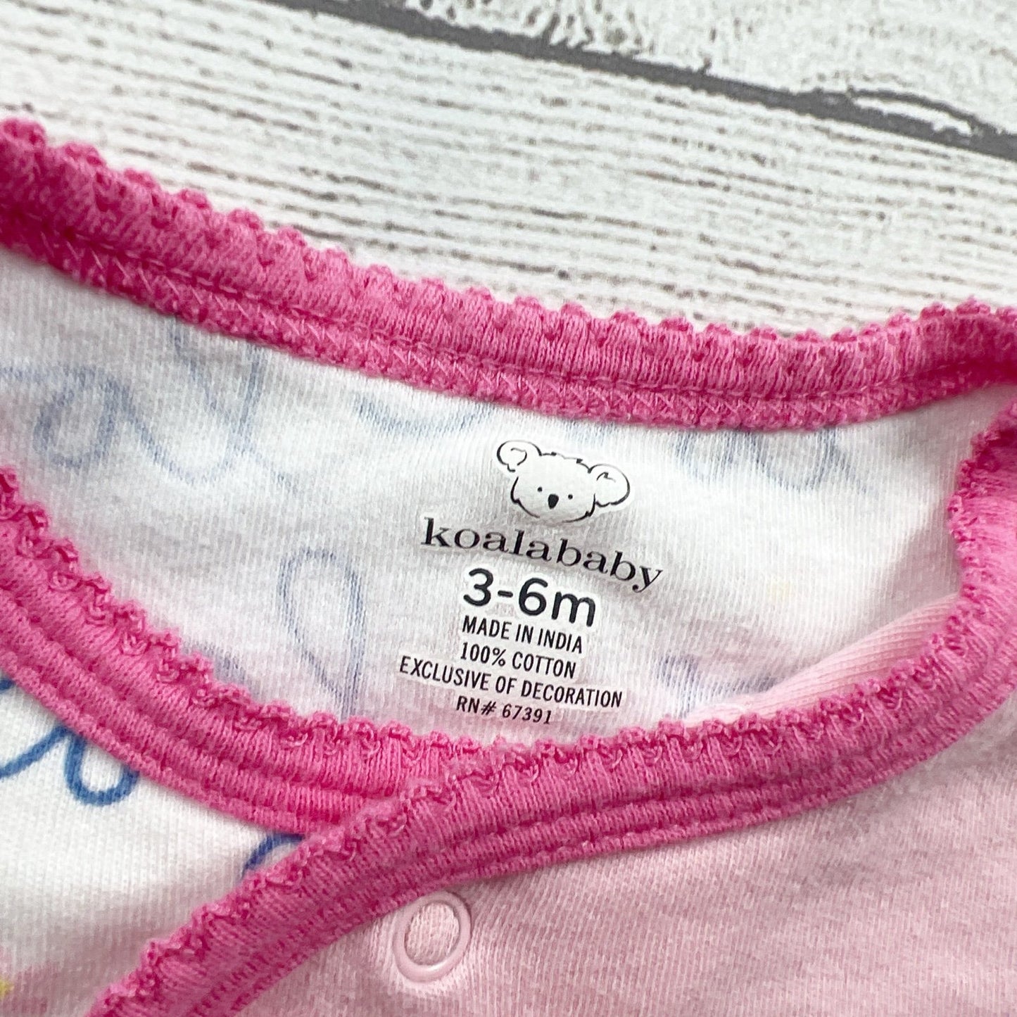 Koala Baby Pink Giraffe Infant Footed Long Sleeve Snap Pajamas 3-6 Months