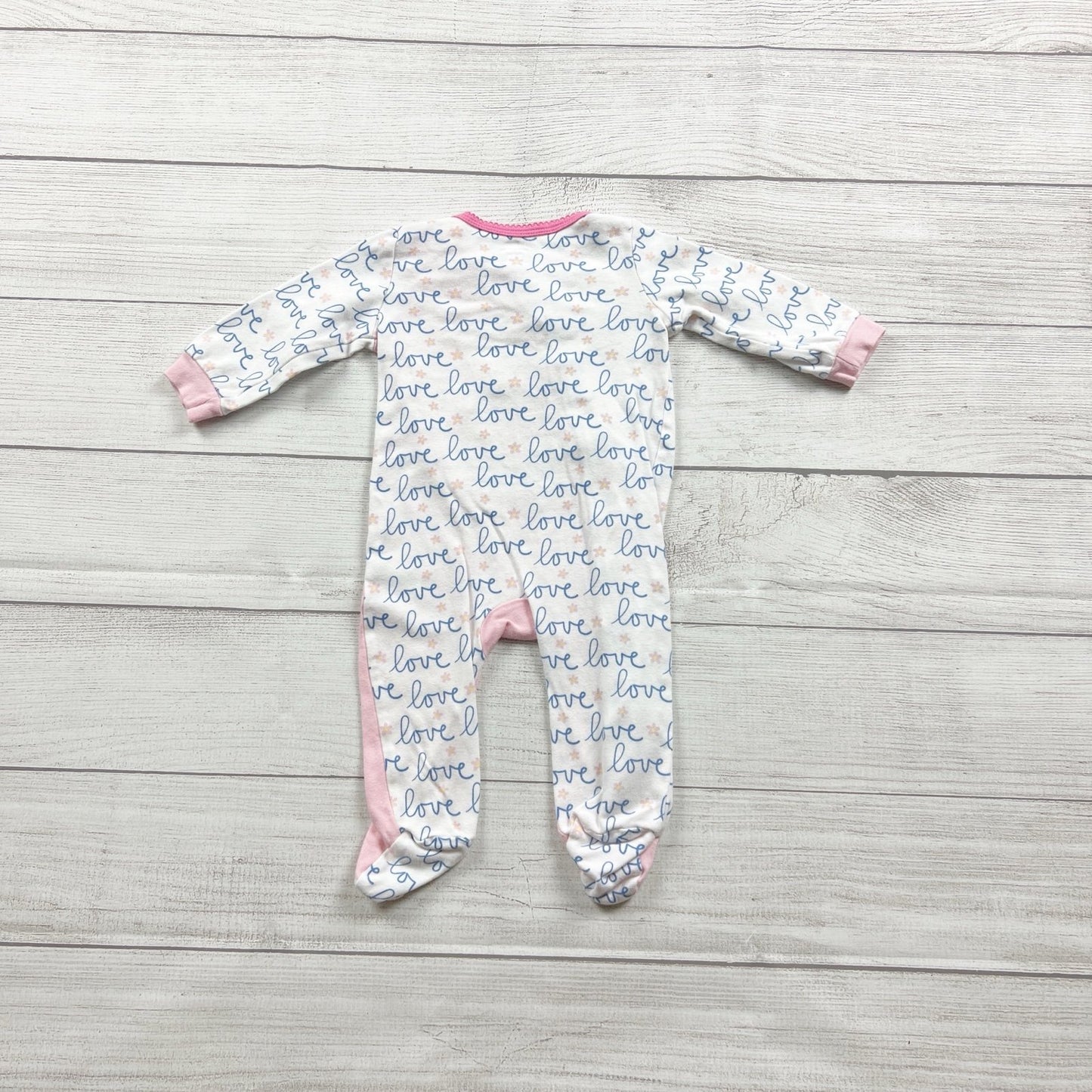 Koala Baby Pink Giraffe Infant Footed Long Sleeve Snap Pajamas 3-6 Months