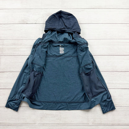 All in Motion Kids Lightweight Hooded Jacket Navy Teal Color Block S 6-7