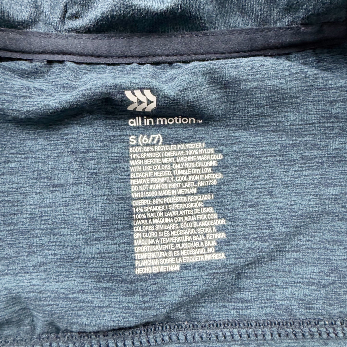 All in Motion Kids Lightweight Hooded Jacket Navy Teal Color Block S 6-7