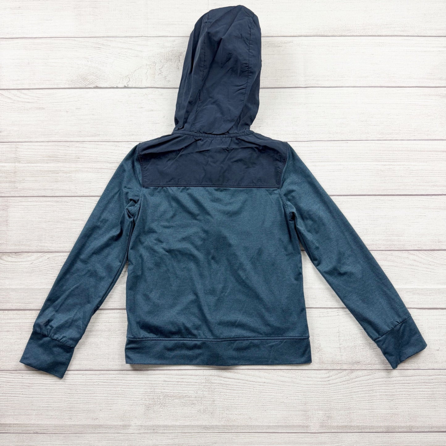All in Motion Kids Lightweight Hooded Jacket Navy Teal Color Block S 6-7