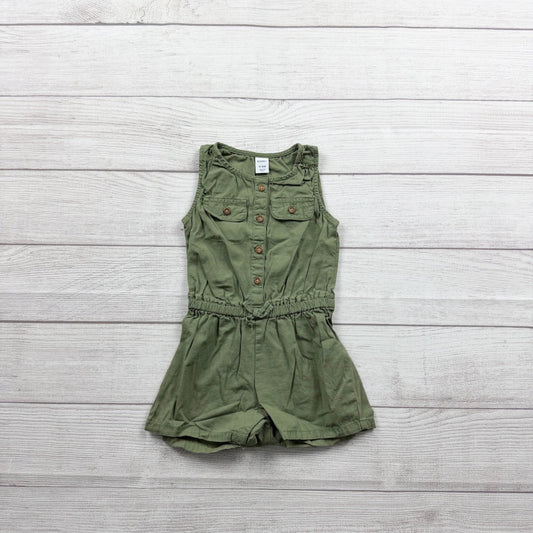 Old Navy Baby Girl Utility Romper Olive Green Sleeveless 12-18 Months