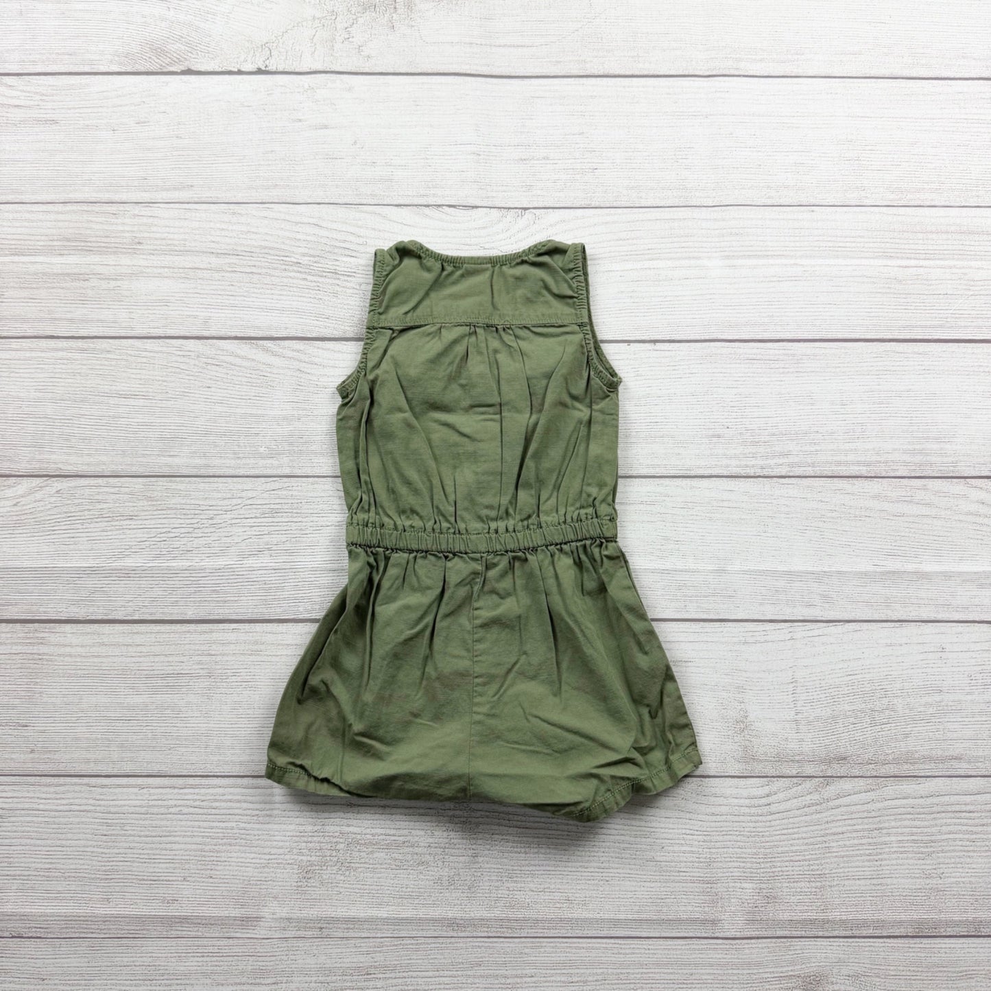 Old Navy Baby Girl Utility Romper Olive Green Sleeveless 12-18 Months
