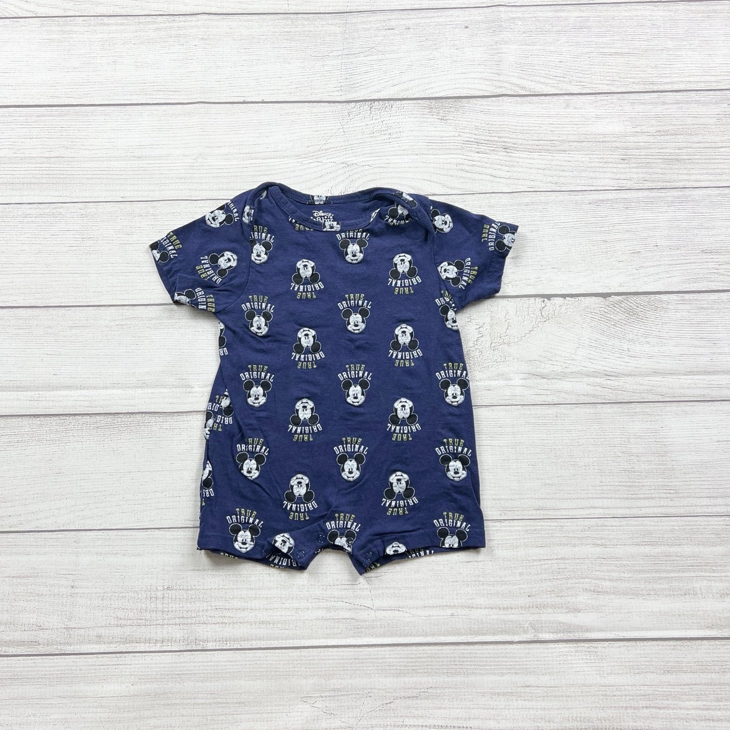 Disney Baby Mickey Mouse Romper “True Original” Print One Piece 18-24 Months