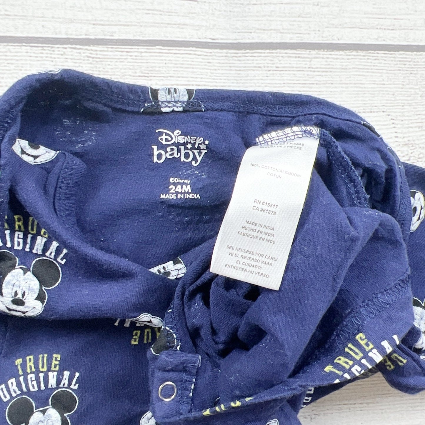 Disney Baby Mickey Mouse Romper “True Original” Print One Piece 18-24 Months