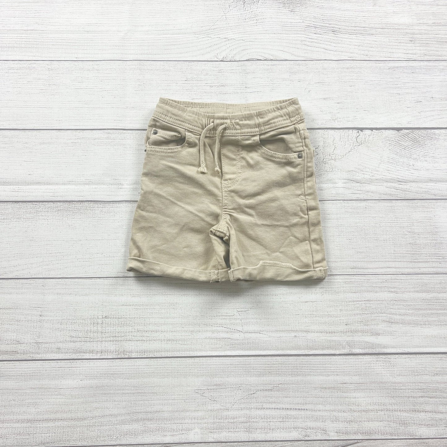 Cat & Jack Toddler Shorts Khaki Tan Roll Cuff Drawstring Pull On 2T