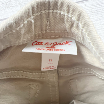 Cat & Jack Toddler Shorts Khaki Tan Roll Cuff Drawstring Pull On 2T