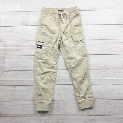 Tommy Hilfiger Boys Beige Cargo Jogger Pants Elastic Waist Durable Cotton 8