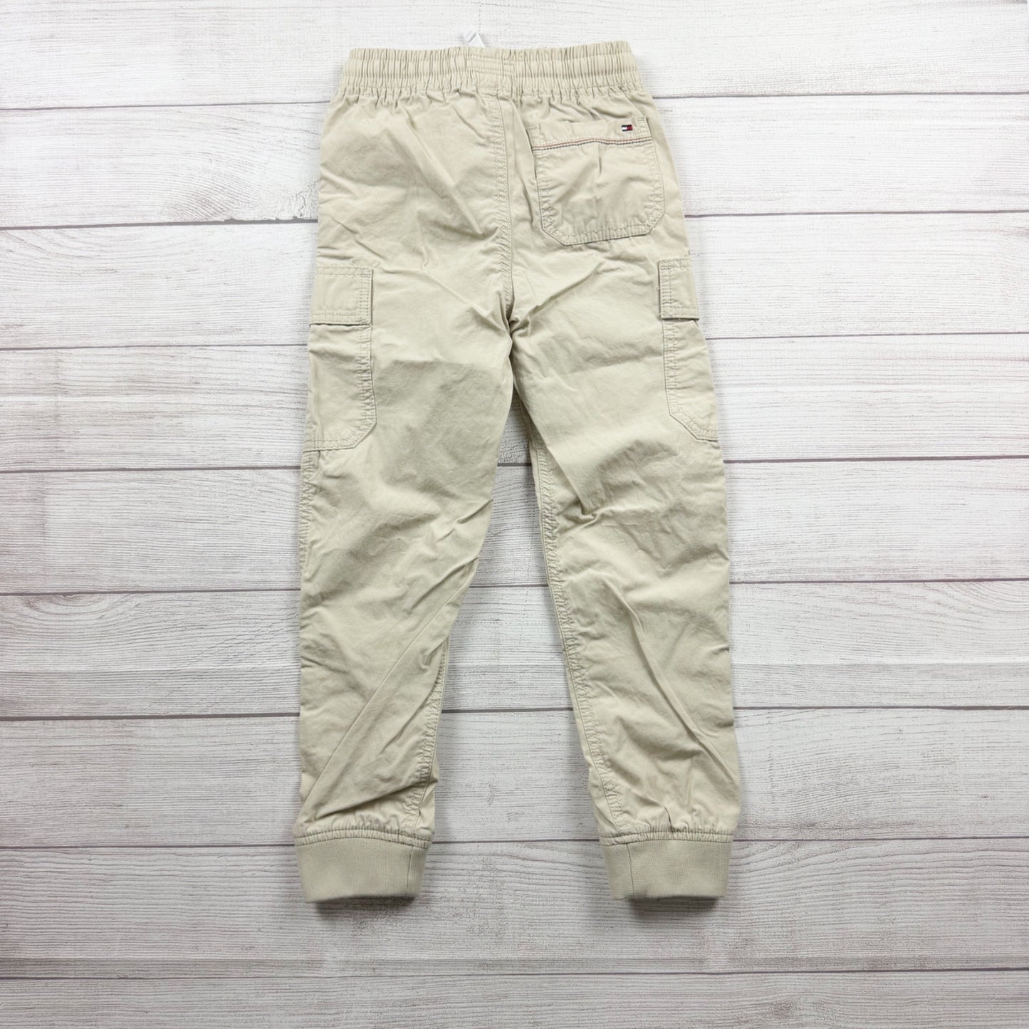 Tommy Hilfiger Boys Beige Cargo Jogger Pants Elastic Waist Durable Cotton 8