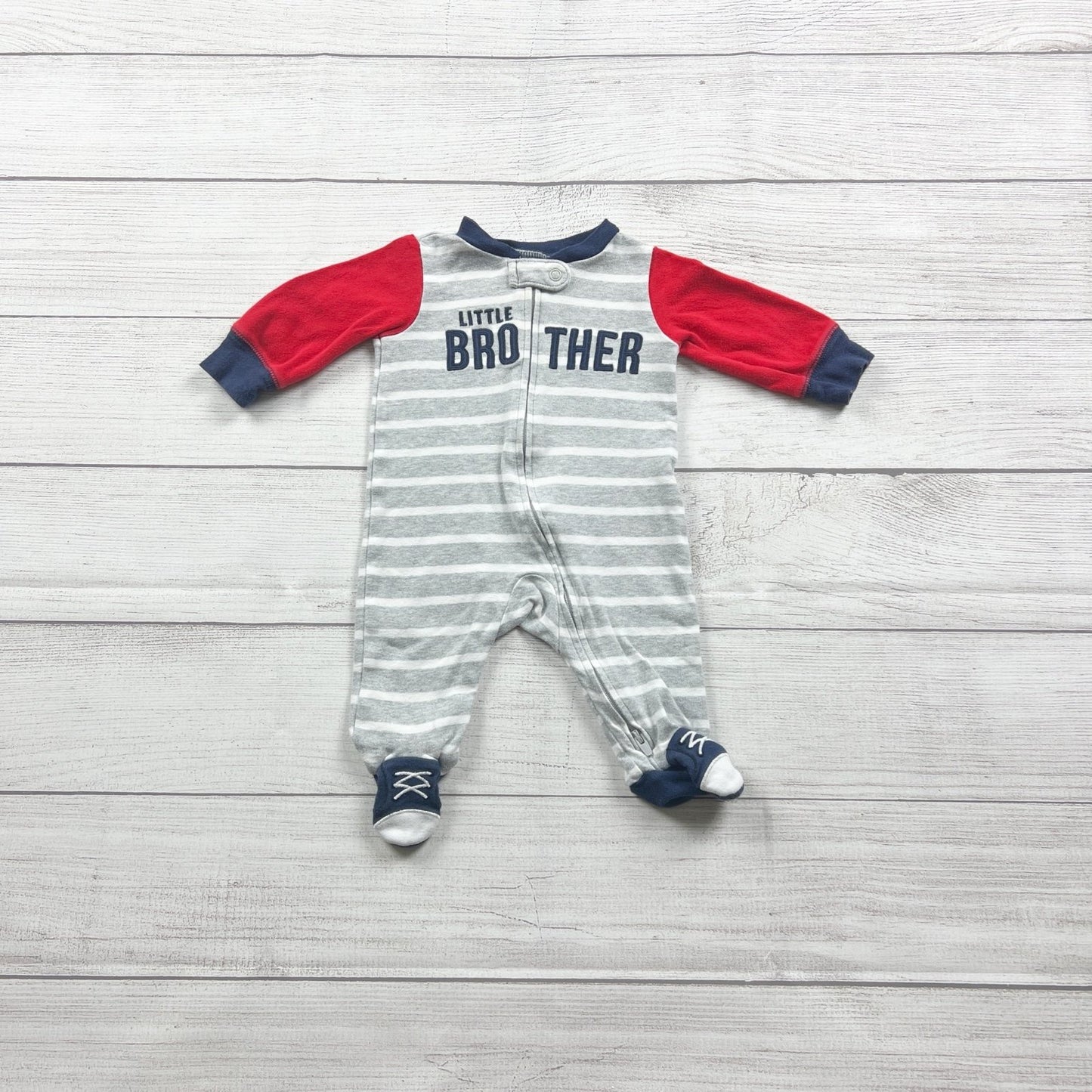 Carter's Baby Boy "Little Brother" Striped Pajama Footed Sleeper 0-3 Months