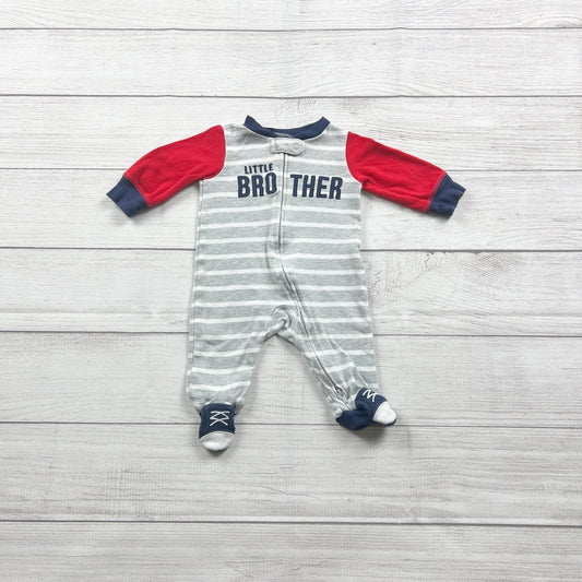 Carter's Baby Boy "Little Brother" Striped Pajama Footed Sleeper 0-3 Months
