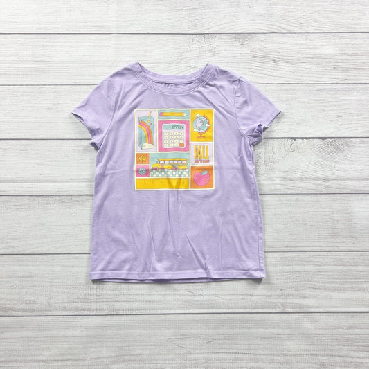Cat & Jack Girls T-Shirt Purple Back to School Graphic Tee S 6-7