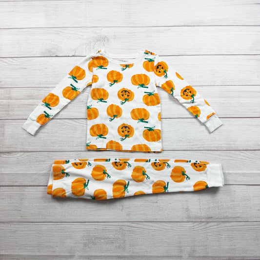 Old Navy Halloween Pumpkin Print Kids Pajamas Set White Orange 4T