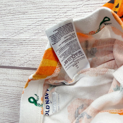 Old Navy Halloween Pumpkin Print Kids Pajamas Set White Orange 4T