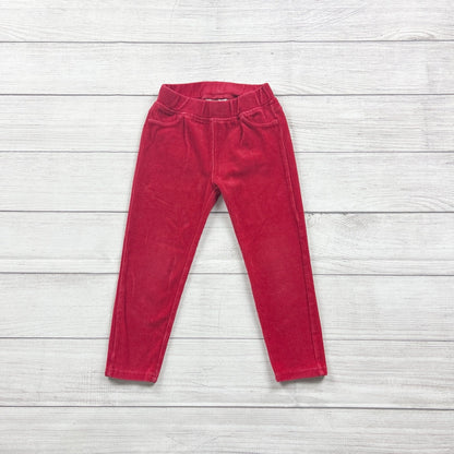 Hanna Andersson Girls Red Ribbed Pants Elastic Waist 4