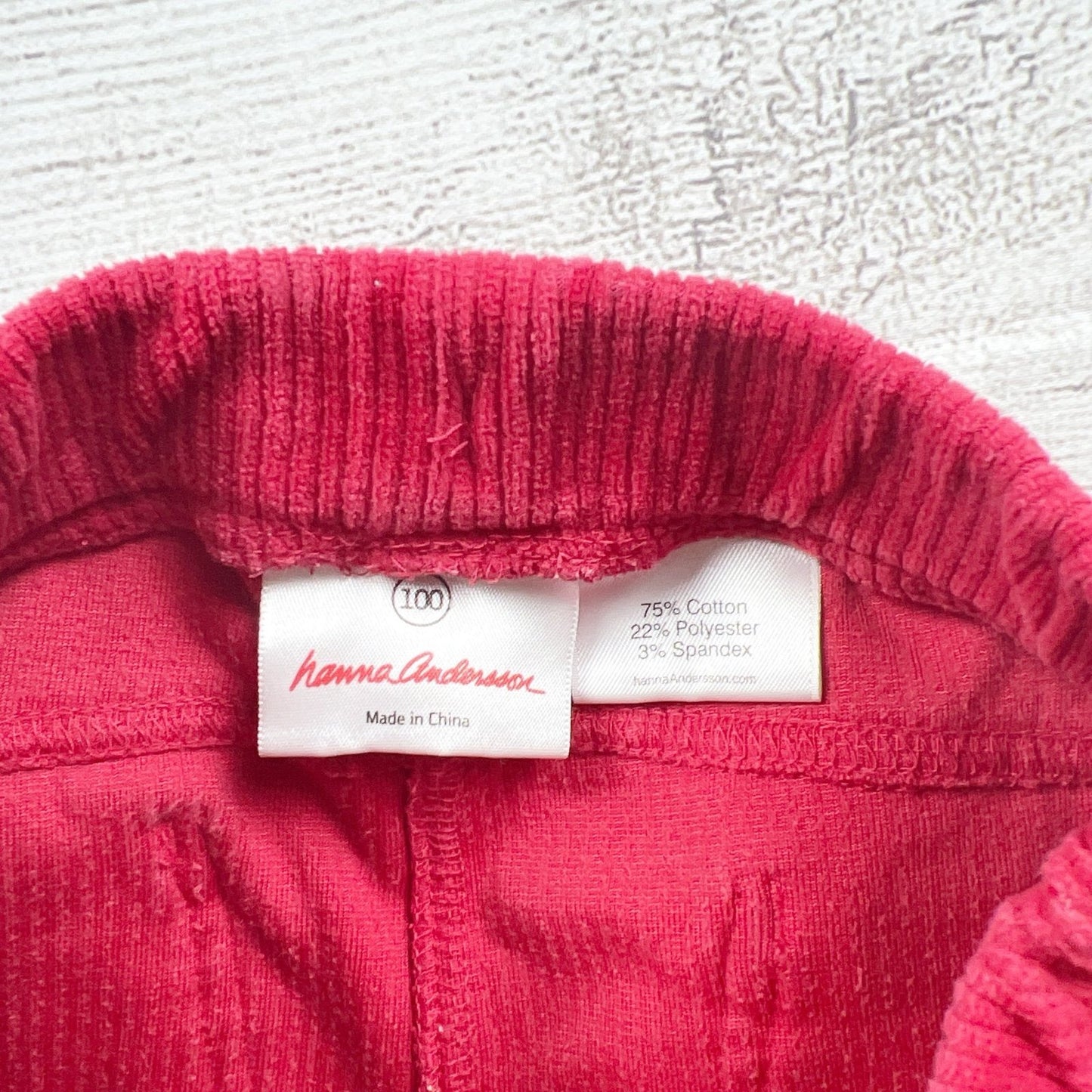 Hanna Andersson Girls Red Ribbed Pants Elastic Waist 4