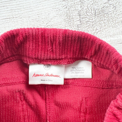 Hanna Andersson Girls Red Ribbed Pants Elastic Waist 4
