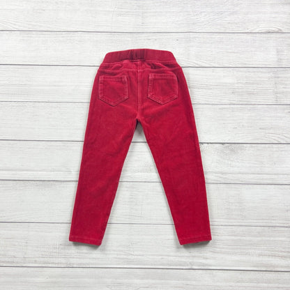 Hanna Andersson Girls Red Ribbed Pants Elastic Waist 4