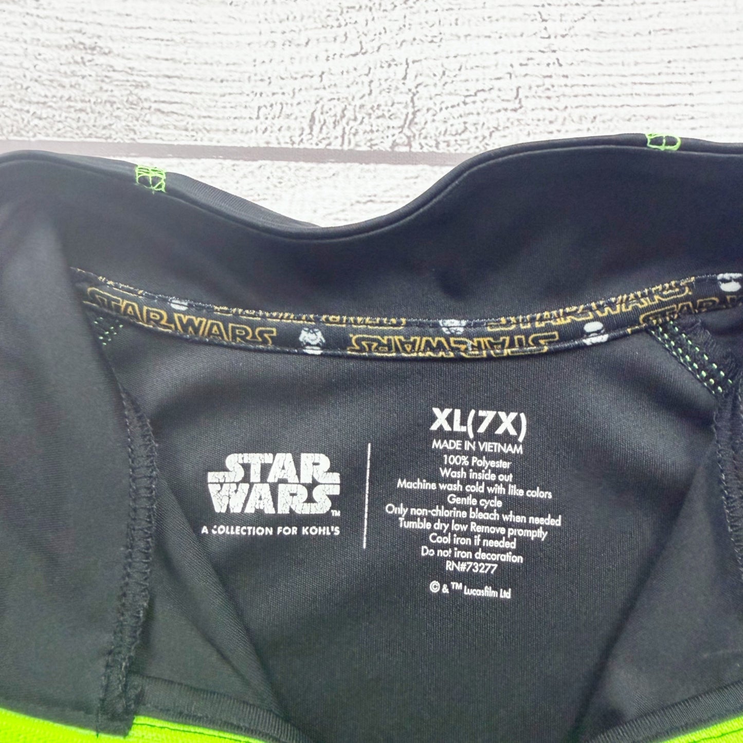 Star Wars Darth Vader Boys Green Stitch Long Sleeve Quarter Zip XL 7X